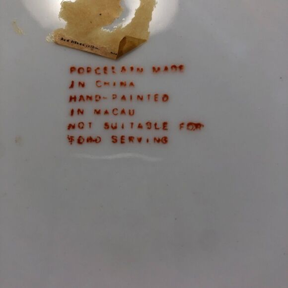 MCM Vintage Asian Floral Charger Plate – Mid Century Modern Hand-Painted Macau - Picture 5 of 8